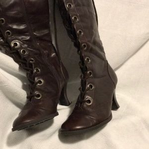 Brown lace up boots
